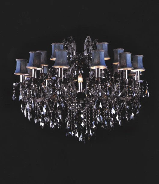 Maria Theresa crystal chandelier dressed with black crystals and lampshades - Image 1