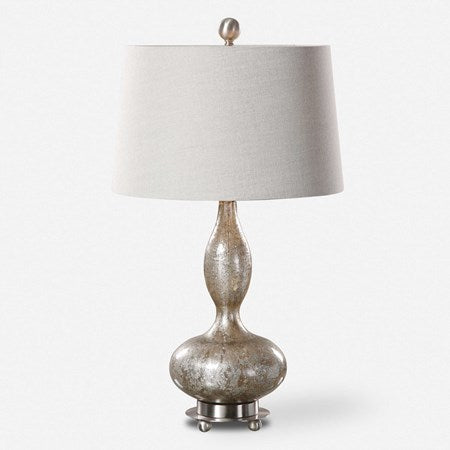 Uttermost Vercana Set of 2 Smoked Mercury Glass Table Lamps With Beige Linen Shades - Image 2