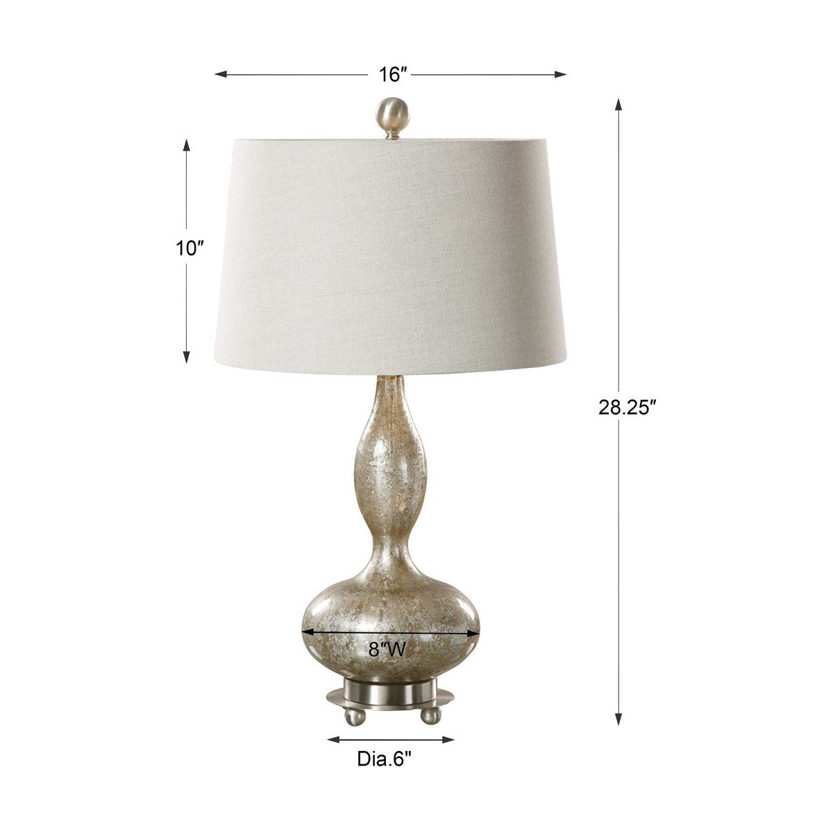 Uttermost Vercana Set of 2 Smoked Mercury Glass Table Lamps With Beige Linen Shades - Image 3