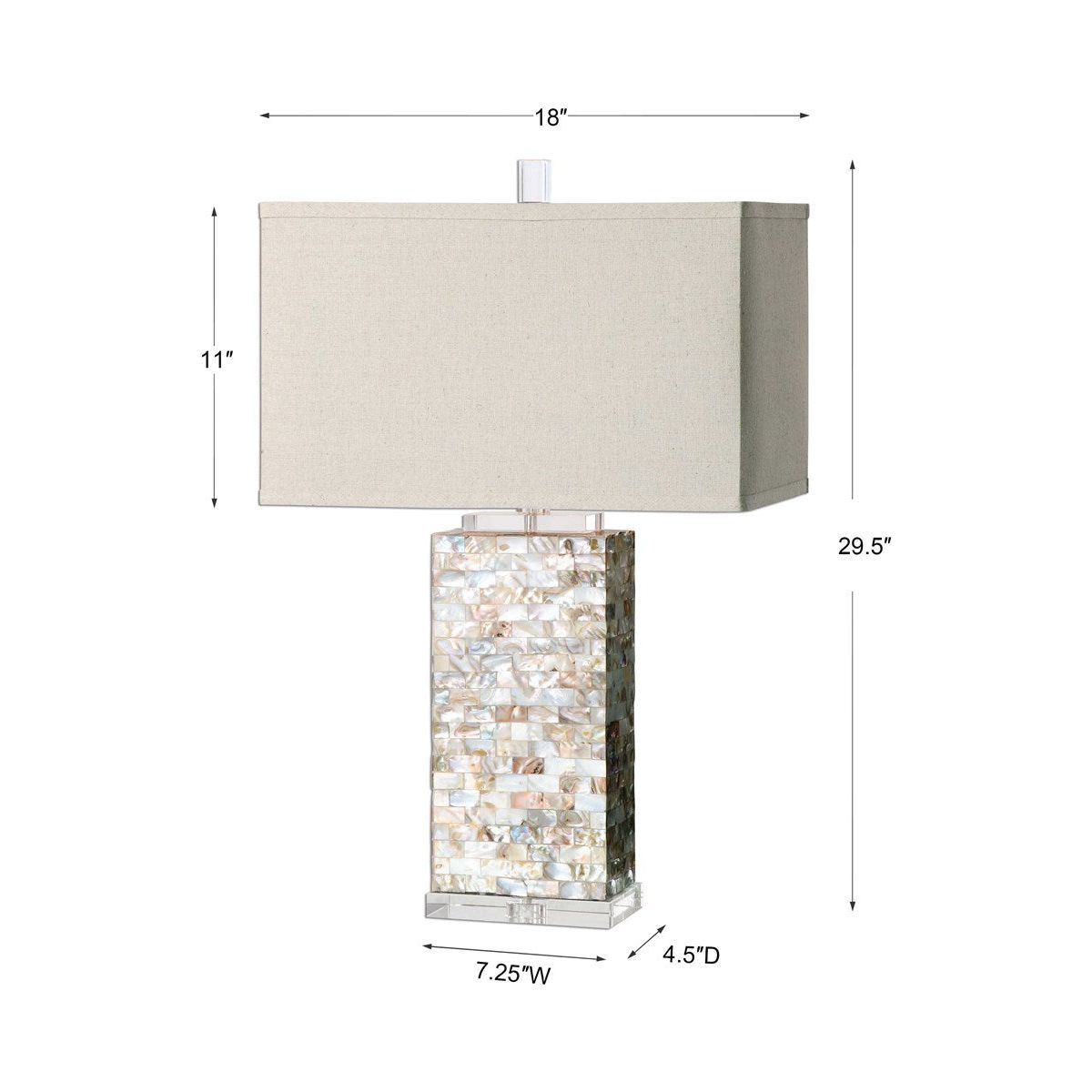 Uttermost Aden Capiz Shell Table Lamp With Beige Linen Shade - Image 3