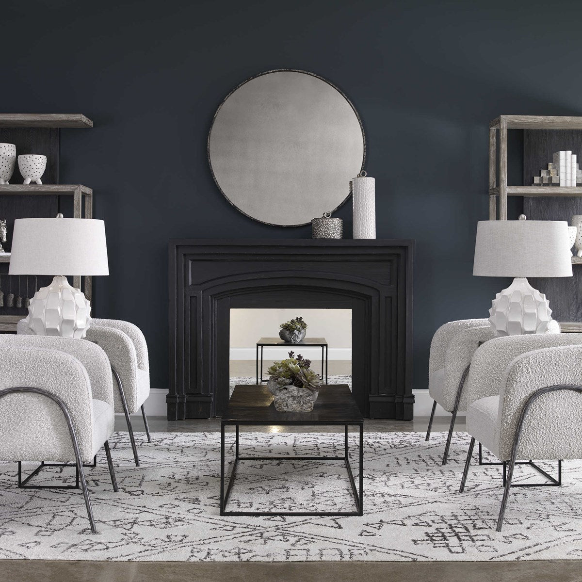 Uttermost Guerina Gloss White Scalloped Ceramic Table Lamp With Linen Shade - Image 2