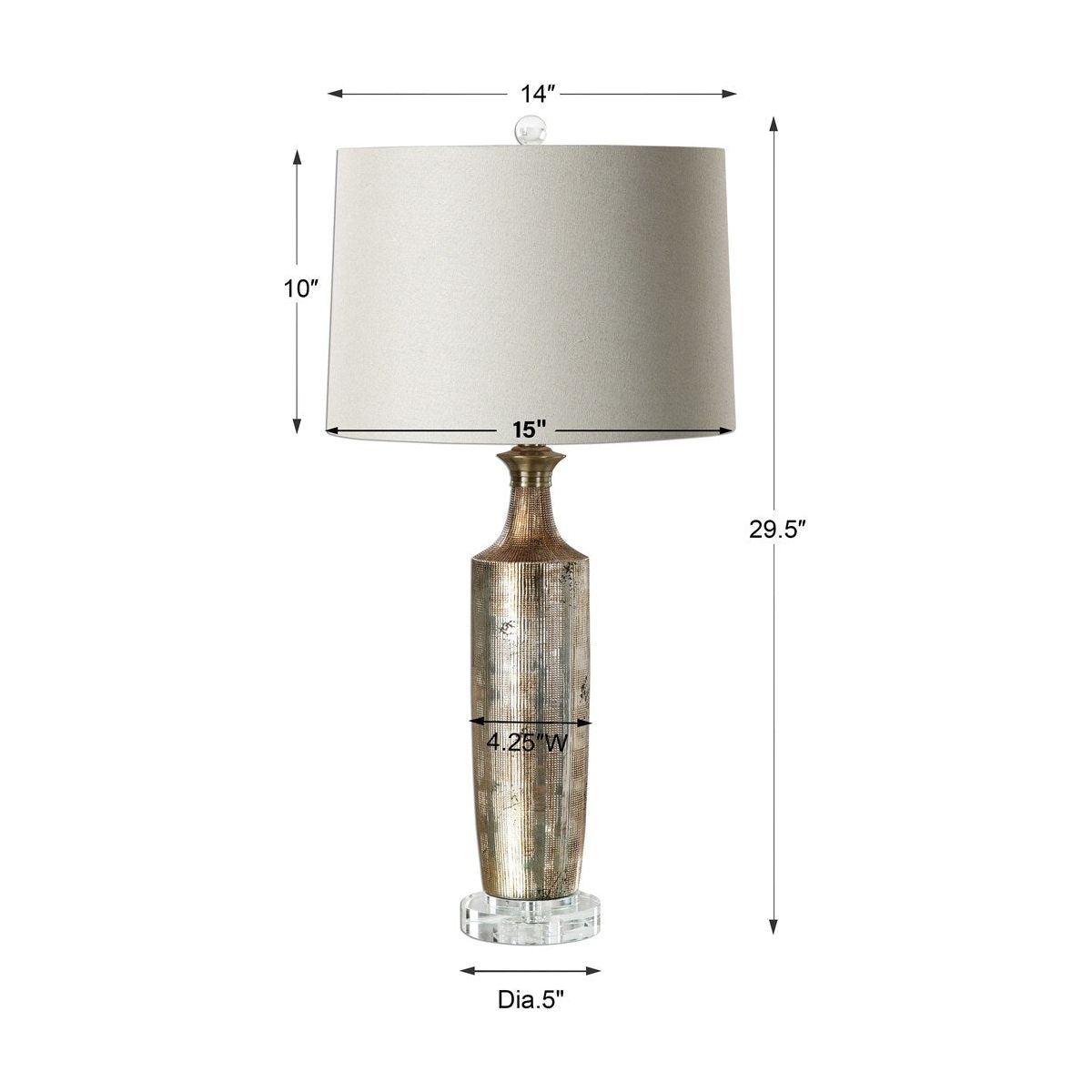 Uttermost Valdieri Metallic Bronze Textured Ceramic Table Lamp With Beige Linen Shade - Image 3