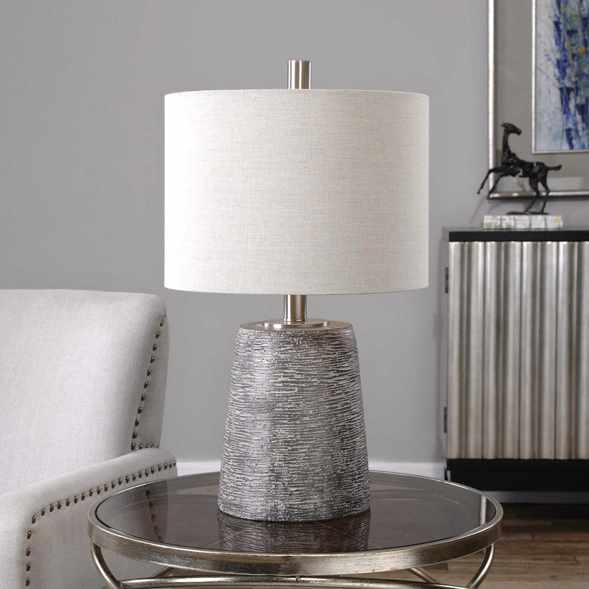 Uttermost Duron Table Lamp With Beige Linen Shade - Image 1