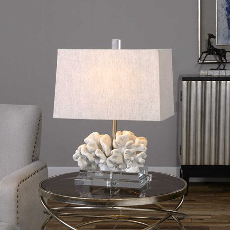 Uttermost Coral Sculpture Table Lamp With Beige Linen Shade - Image 2