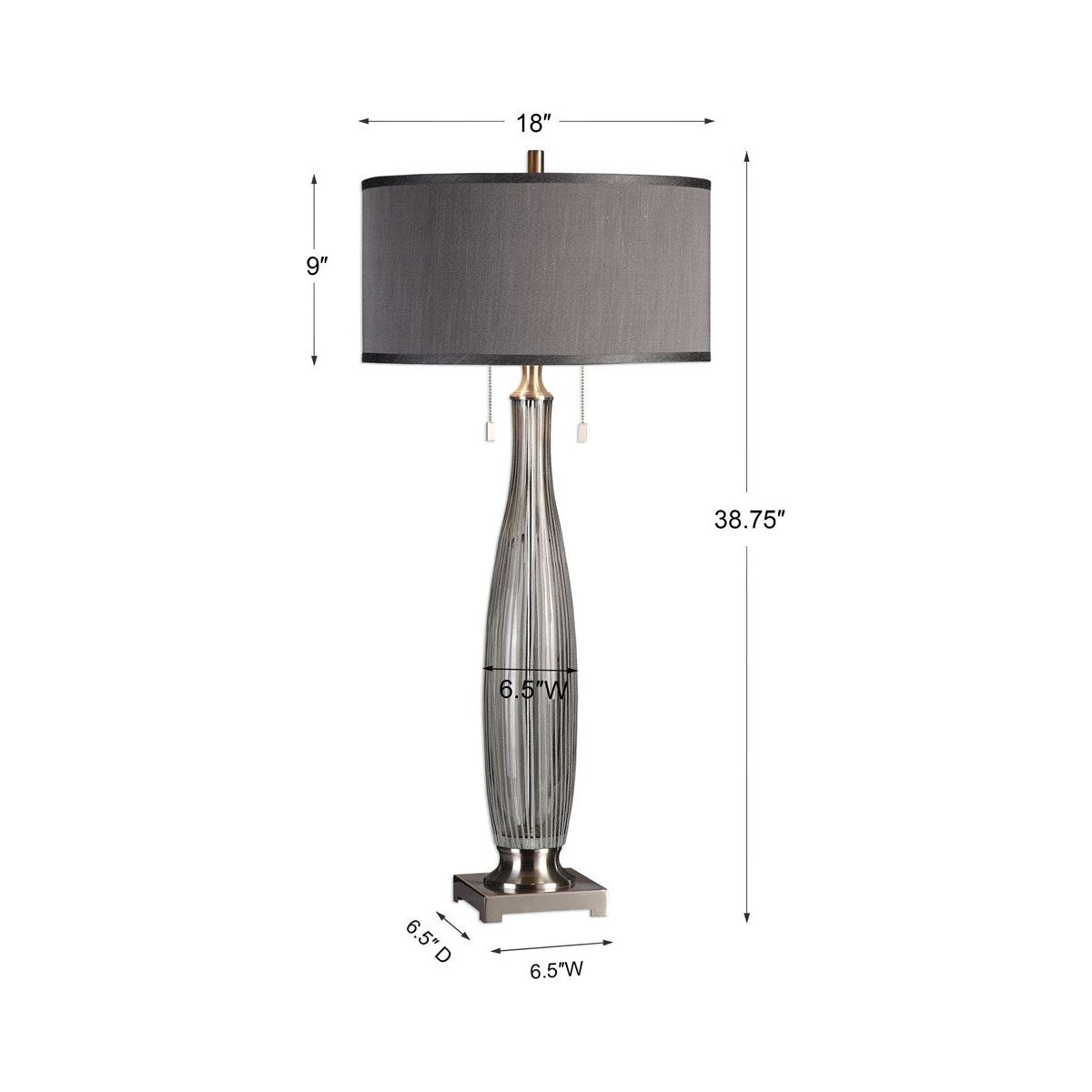 Uttermost Coloma Smoke Gray Glass Table Lamp With Linen Shade - Image 3