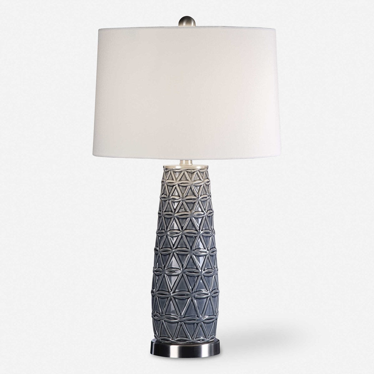 Uttermost Cortinada Stone Gray Glazed Ceramic Table Lamp With Linen Shade - Image 2