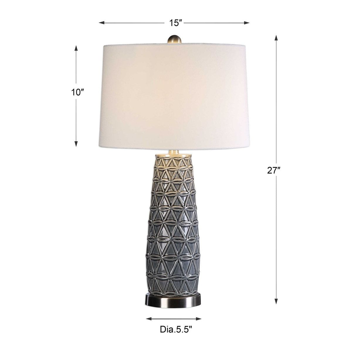 Uttermost Cortinada Stone Gray Glazed Ceramic Table Lamp With Linen Shade - Image 3