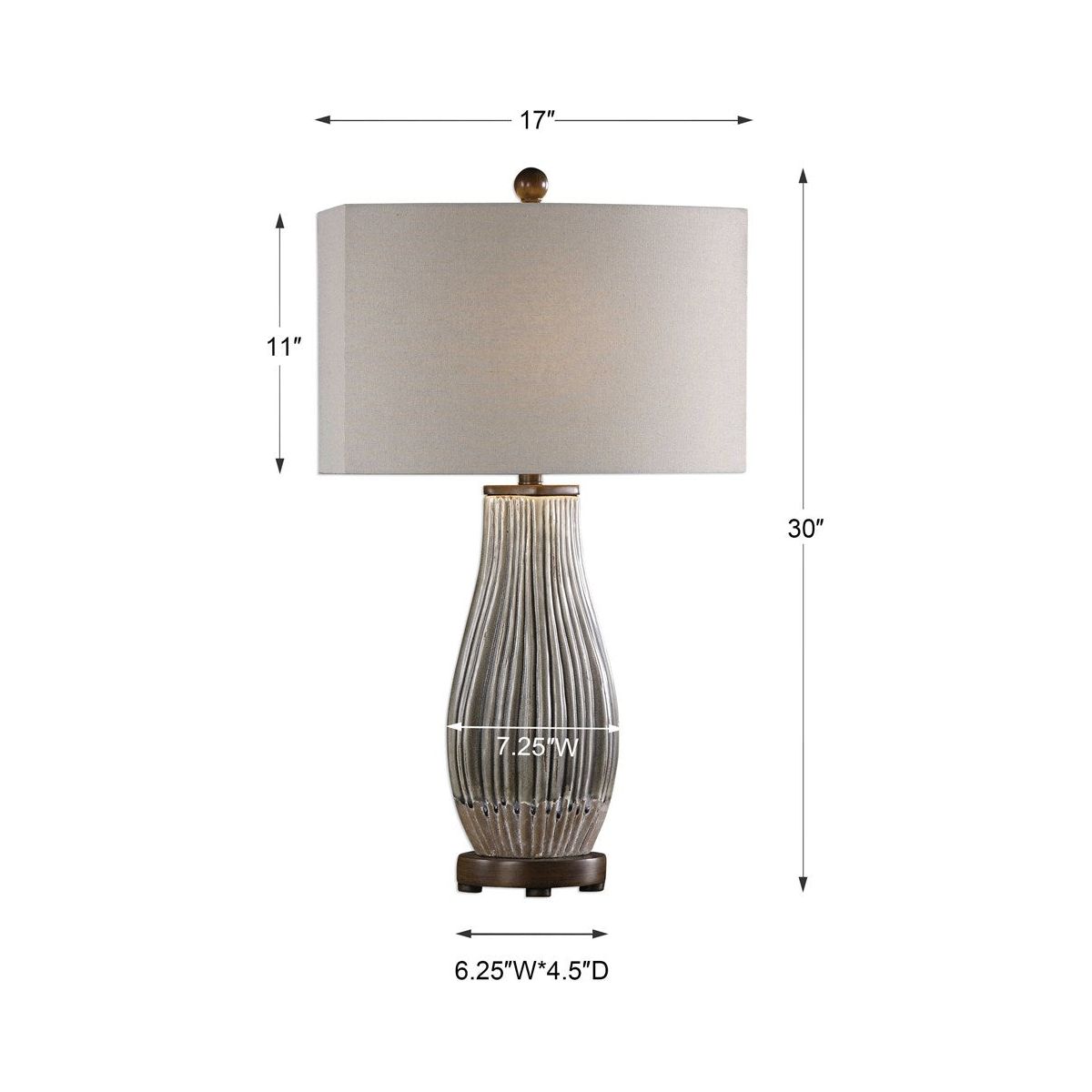 Uttermost Katerini Set of 2 Textured Gray Ceramic Table Lamps With Beige Linen Shades - Image 3