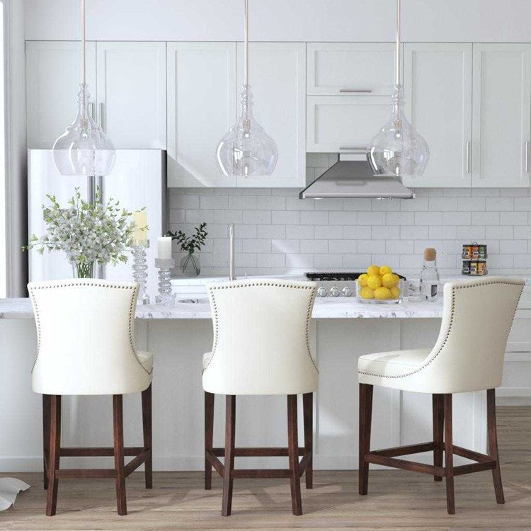 Uttermost Dariela Cream Faux Leather Counter Stool With Birch Wood Frame