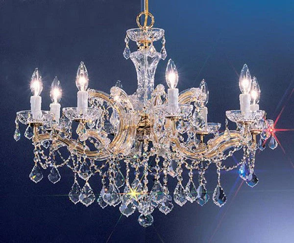8 Light Maria Theresa crystal chandelier with clear crystal with gold plated finish - Image 1
