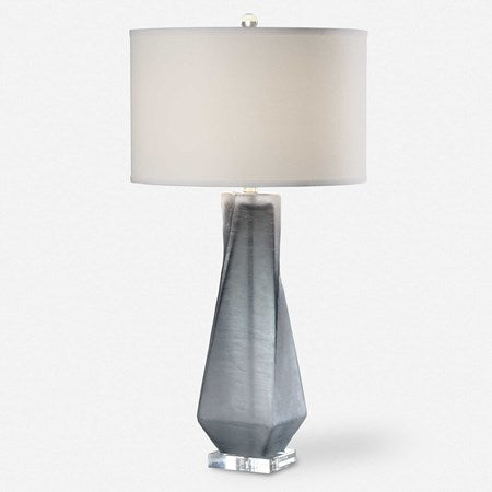 Uttermost Anatoli Charcoal Gray Glass Table Lamp With Light Beige Linen Drum Shade - Image 2