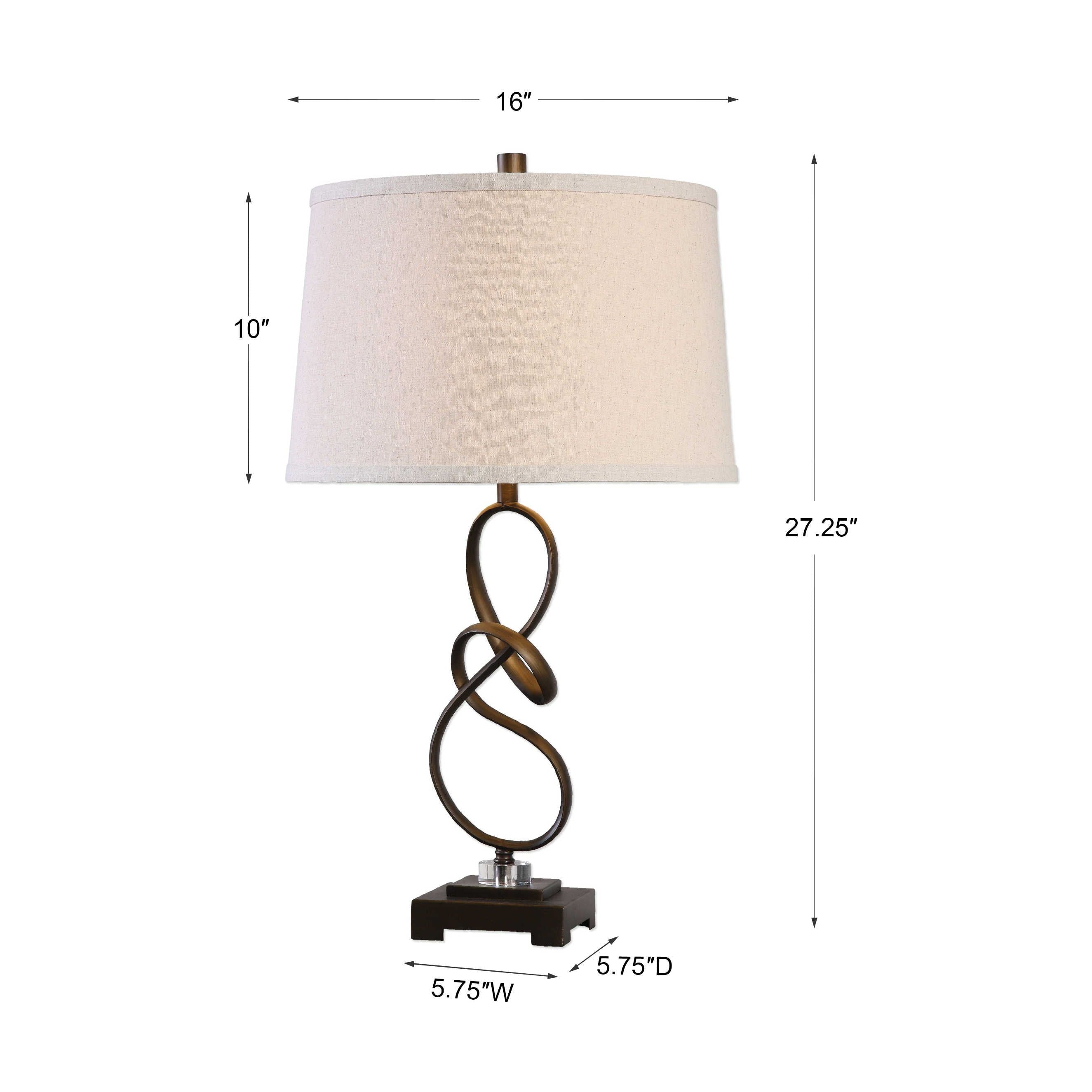 Uttermost Tenley Rubbed Bronze Table Lamp With Light Beige Linen Shade - Image 3