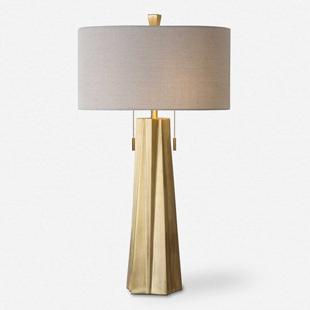 Uttermost Maris Antiqued Brass Table Lamp With Linen Shade - Image 3