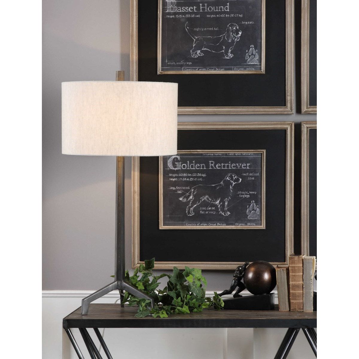 Uttermost Ivor Cast Iron Table Lamp With Light Beige Linen Shade - Image 3