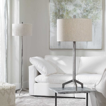 Uttermost Ivor Cast Iron Table Lamp With Light Beige Linen Shade - Image 1