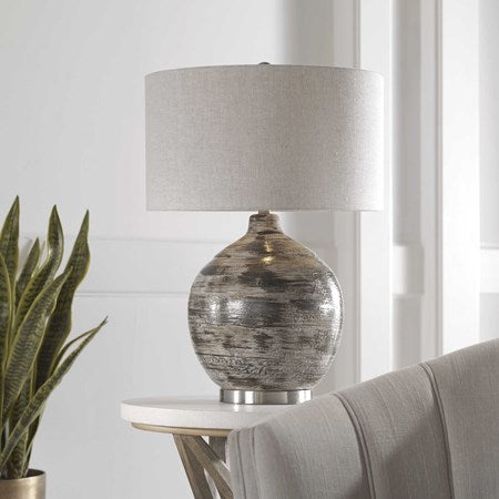 Uttermost Tamula Ceramic Table Lamp With Beige Linen Shade - Image 1