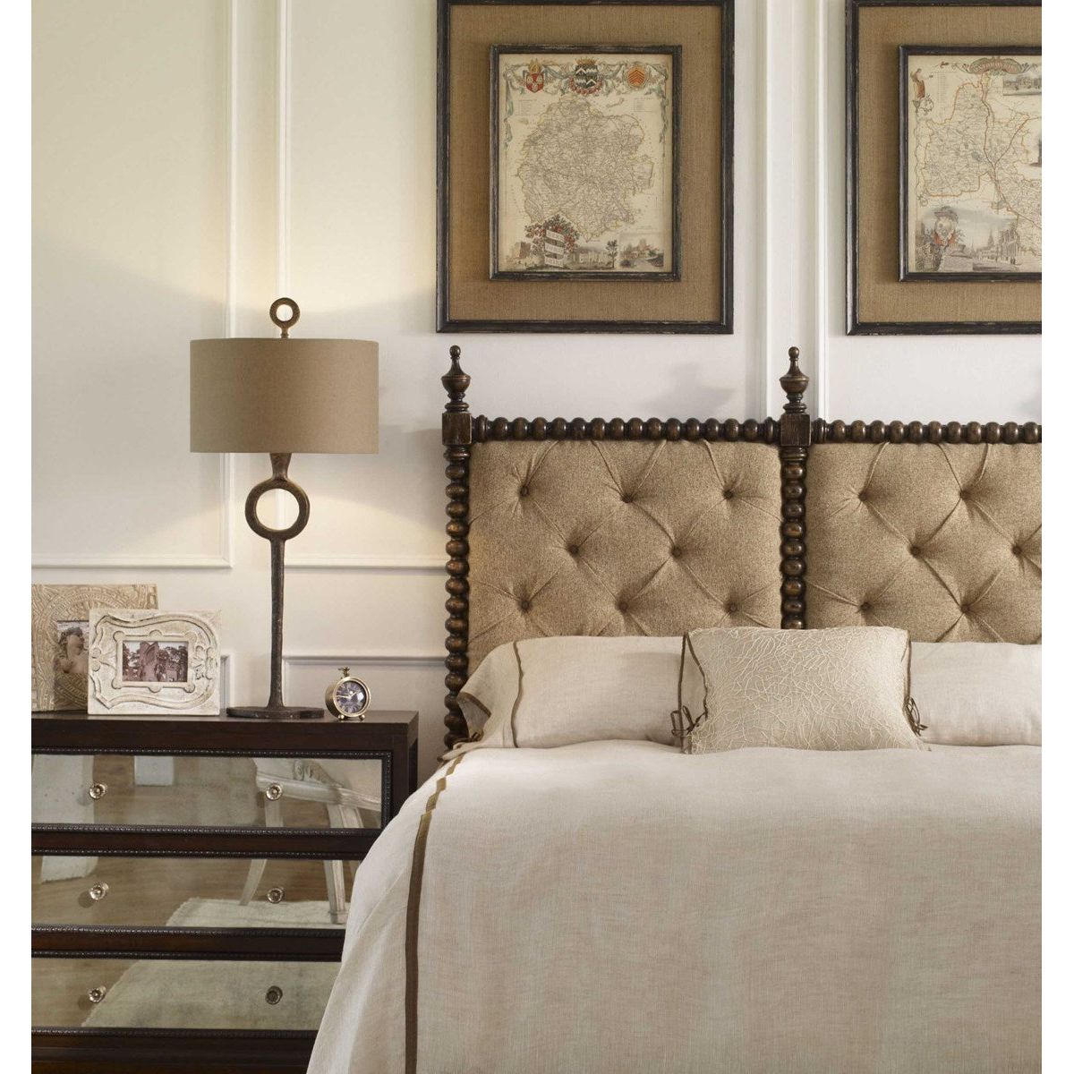 Uttermost Ferro Aged Rust Bronze Iron Table Lamp With Beige Linen Shade - Image 3