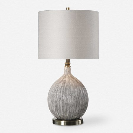 Uttermost Hedera Ivory and Aged Black Ceramic Table Lamp With Light Beige Linen Shade - Image 3