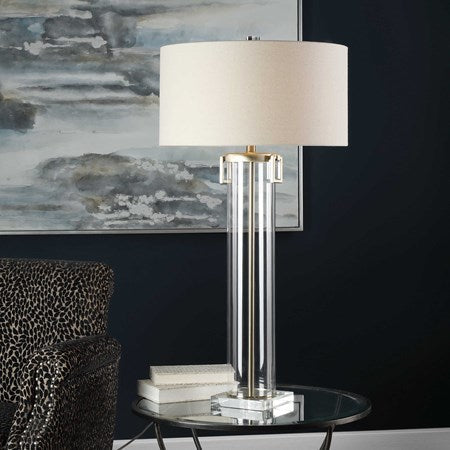 Uttermost Monette Acrylic Table Lamp With Off-White Linen Shade - Image 1