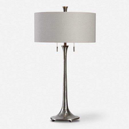 Uttermost Aliso  Cast Iron Table Lamp With Gray Linen Drum Shade - Image 2