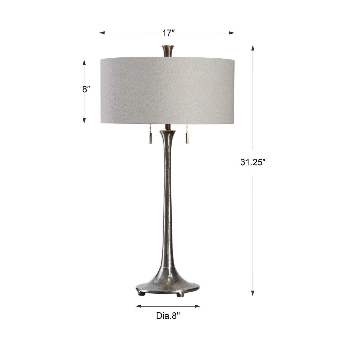 Uttermost Aliso  Cast Iron Table Lamp With Gray Linen Drum Shade - Image 3