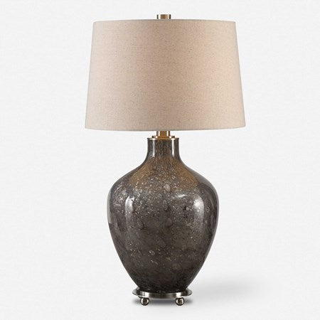 Uttermost Adria Seeded Gray Glass Table Lamp With Oatmeal Linen Shade - Image 2