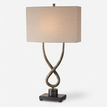 Uttermost Talema Aged Silver Table Lamp With Beige Linen Shade - Image 2