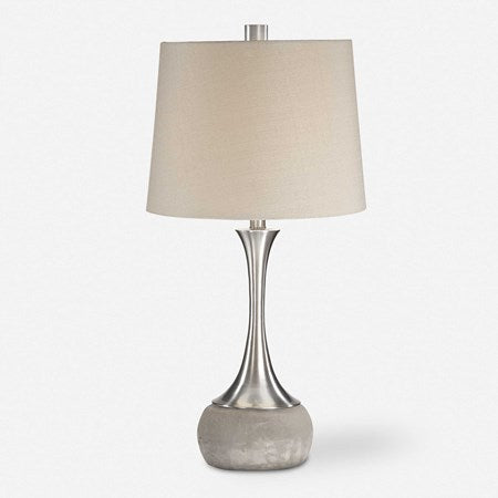 Uttermost Niah Brushed Nickel Table Lamp With Light Gray Linen Shade - Image 2