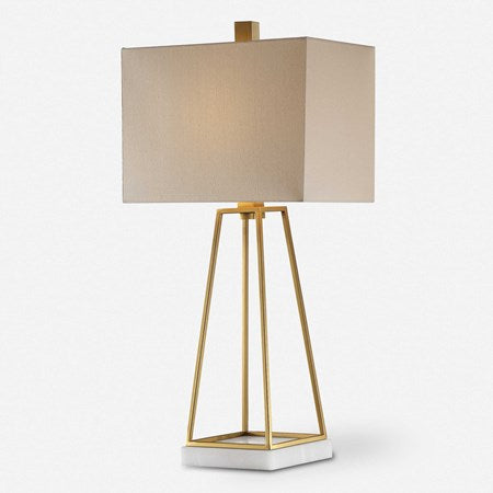 Uttermost Mackean Metallic Gold and Crystal Table Lamp With White Linen Shade - Image 2