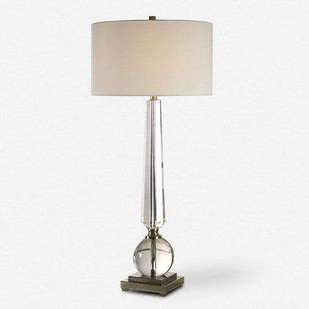 Uttermost Crista Crystal Column Table Lamp With White Linen Shade - Image 2