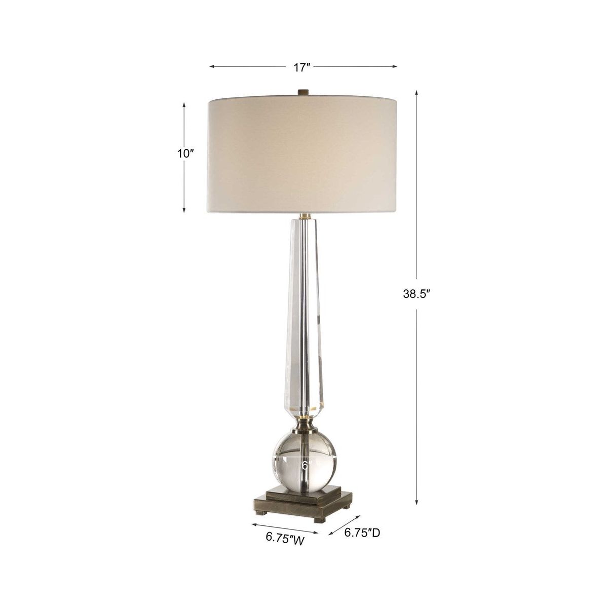 Uttermost Crista Crystal Column Table Lamp With White Linen Shade - Image 3