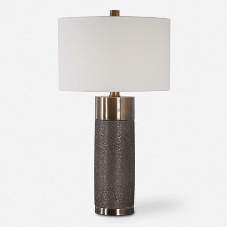 Uttermost Brannock Metallic Golden Bronze Ceramic Table Lamp With Off-White Linen - Image 2