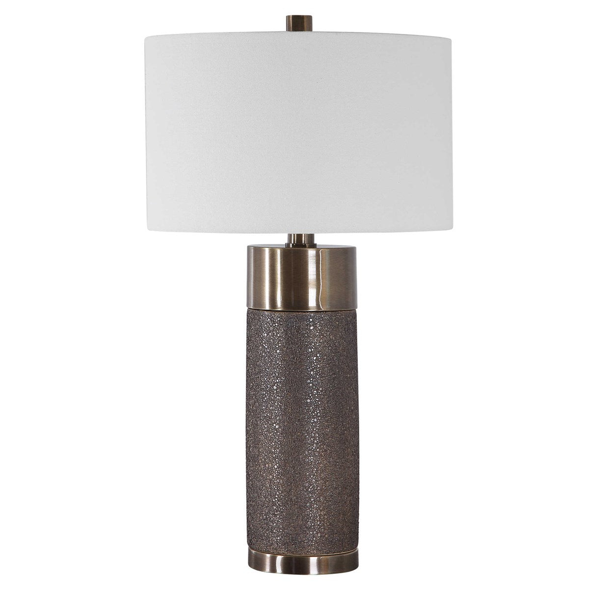 Uttermost Brannock Metallic Golden Bronze Ceramic Table Lamp With Off-White Linen - Image 3
