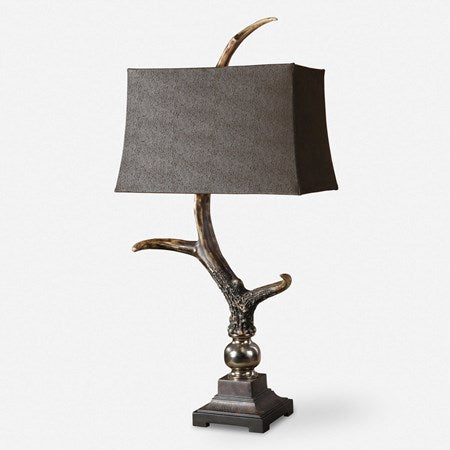 Uttermost Stag Horn Table Lamp With Chocolate Suede Shade - Image 2