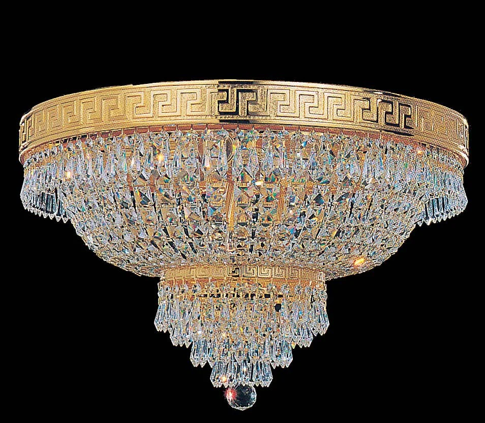 9 lights crystal flush mount in gold plated finish - Image 1