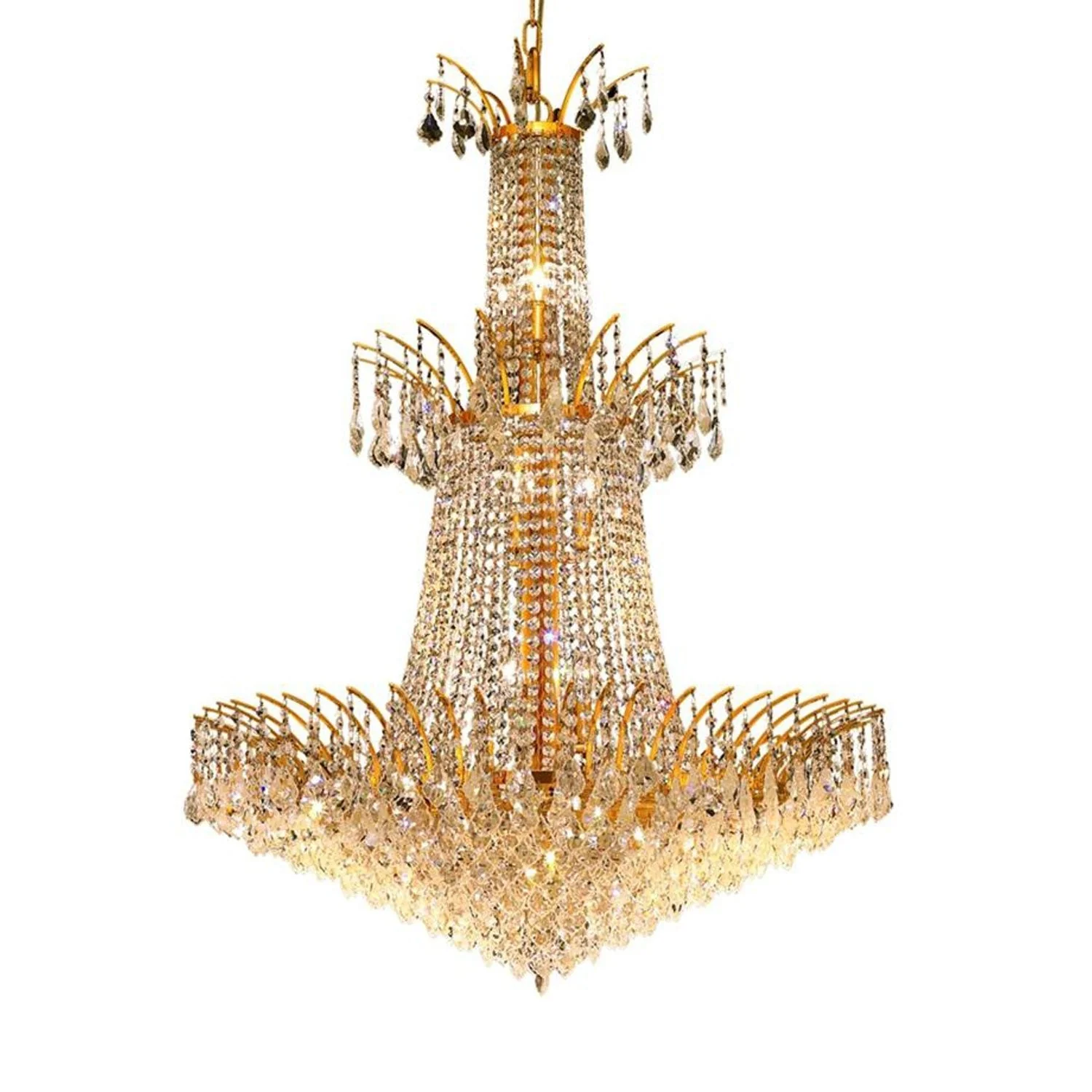 Victoria Gold Eighteen-Light Chandelier with Clear Royal Cut Crystals - Image 1