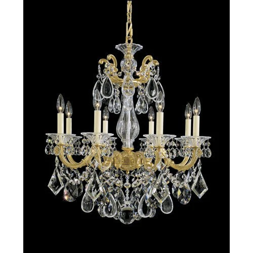 La Scala Heirloom Gold Eight-Light Clear Heritage Handcut Crystal Chandelier, 25W x 28.5H x 25D - Image 1