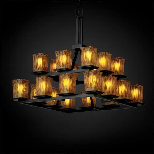 Veneto Luce Montana 20-Light Matte Black Two-Tier Ring Chandelier - Image 1