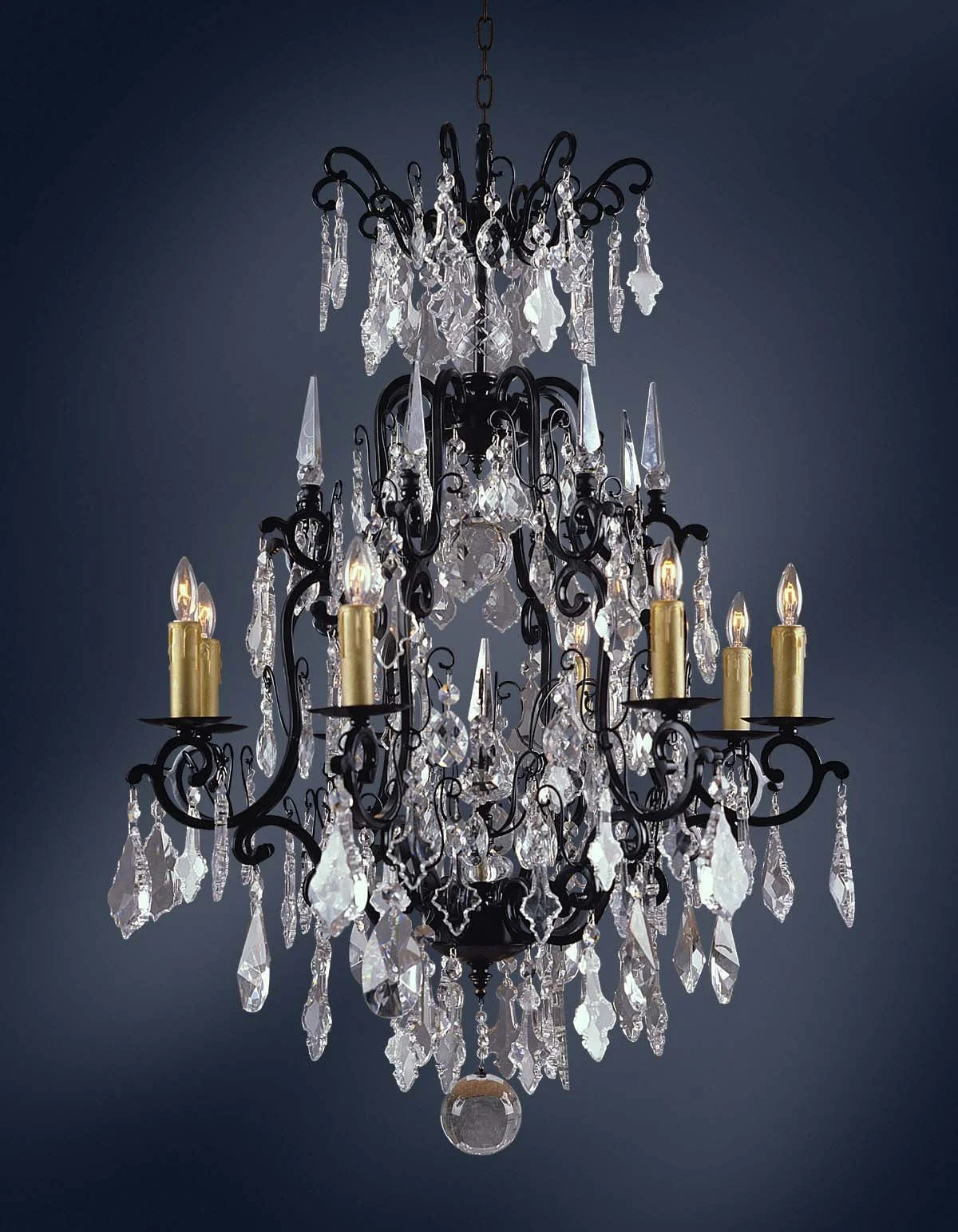 8 Light Versailles crystal Chandeliers dressed with crystal pendants - Image 1