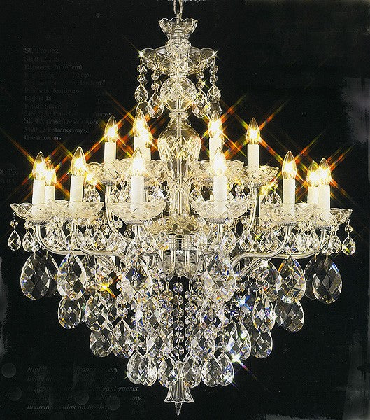 2-tier traditional Crystal Chandelier dressed with Handcut crystal in gold plated finish - Image 1