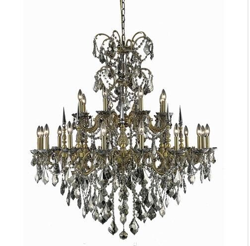 Gold Twenty-Four Light Chandelier with Golden Teak/Smoky Royal Cut Crystals - Image 1