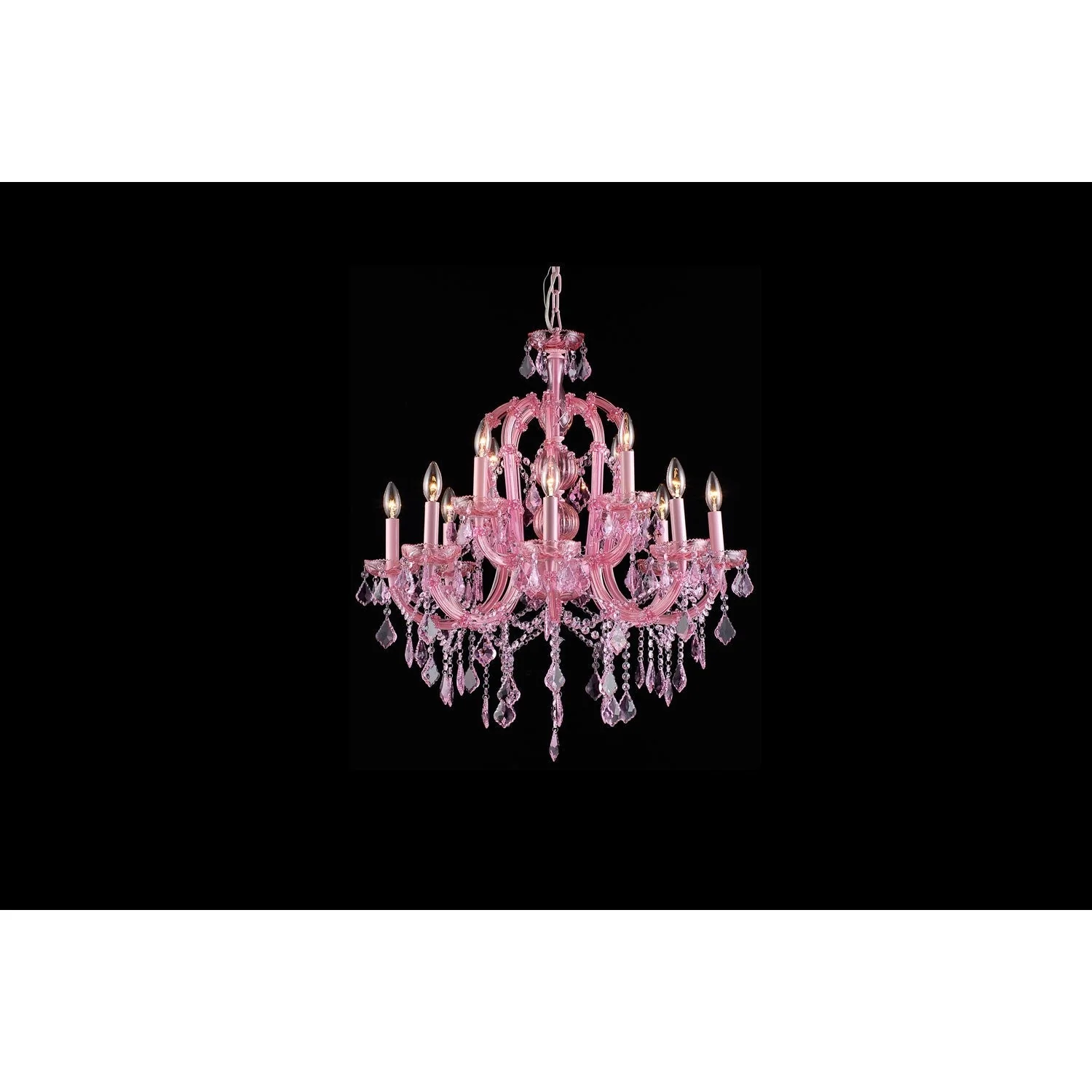 Pink Crystal Twelve-Light Chandelier - Image 1