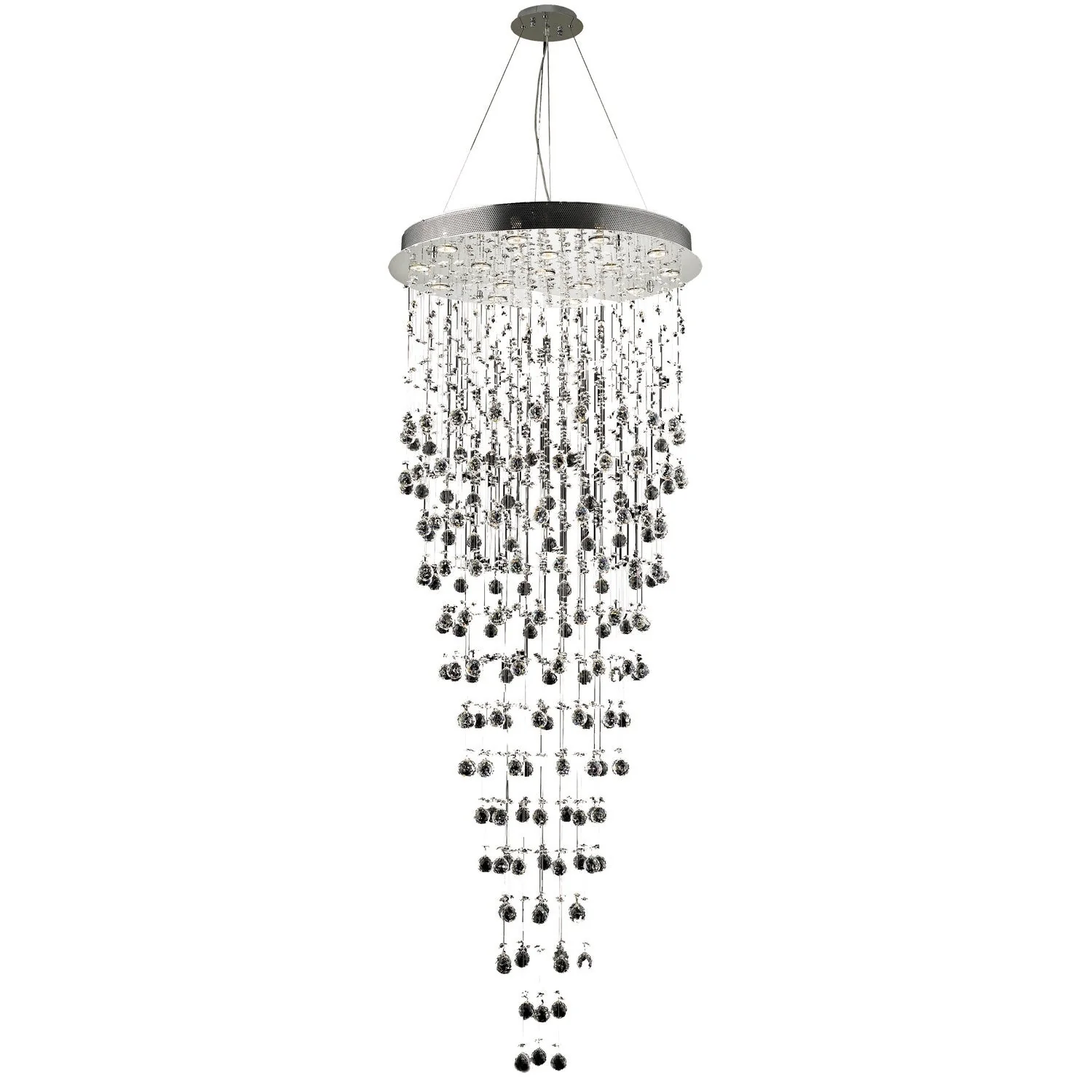 Galaxy Chrome Sixteen-Light 30-Inch Semi Flush Mount with Royal Cut Clear Crystal - Image 1