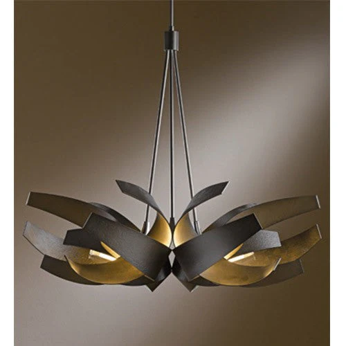 Dark Smoke Six-Light Pendant with Clear with Frost Glass - Image 1