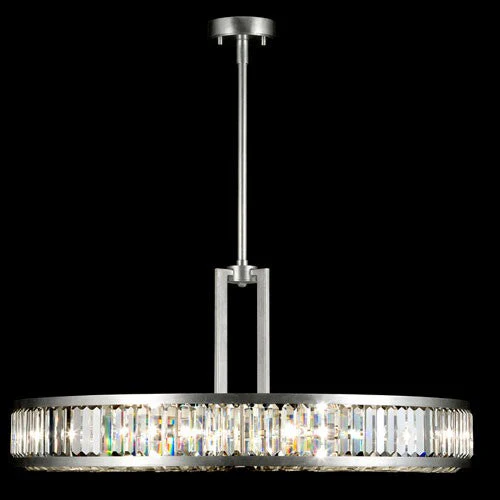 Crystal Enchantment Eight-Light Drum Pendant in Silver Leaf with Extraordinary Effect - Image 1