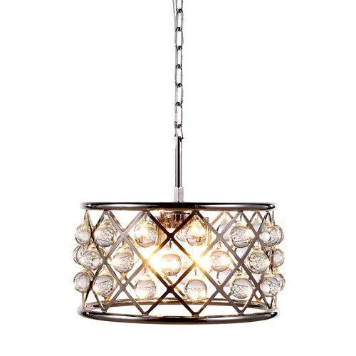 Madison Polished Nickel Four-Light Pendant with Smooth Clear Crystals - Image 1