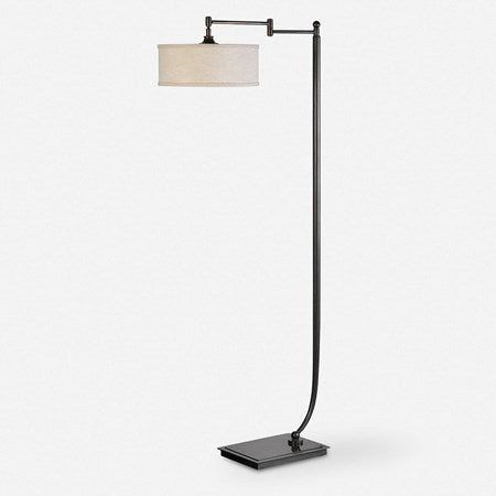 Uttermost Lamine Dark Bronze Floor Lamp With Beige Linen Shade - Image 3