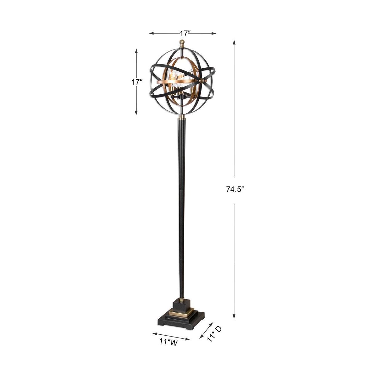 Uttermost Rondure Bronze and Gold Leaf Sphere Floor Lamp - Image 3