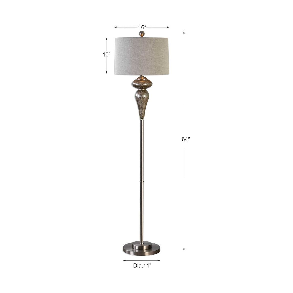 Uttermost Vercana Set of 2 Smoked Mercury Glass Floor Lamps With Beige Linen Shades - Image 3