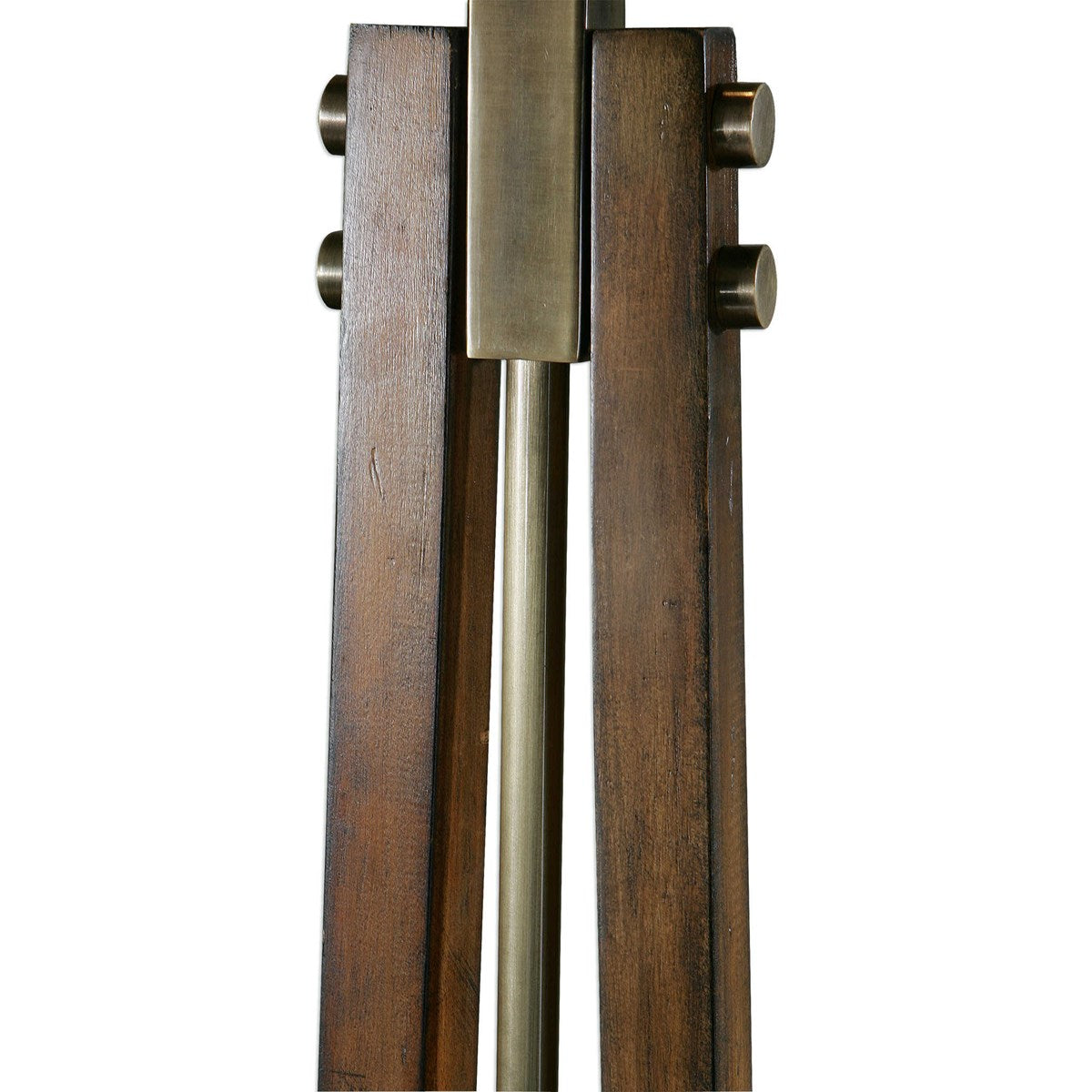 Uttermost Boydton Wood and Coffee Bronze Iron Floor Lamp With Light Beige Linen Shade - Image 3
